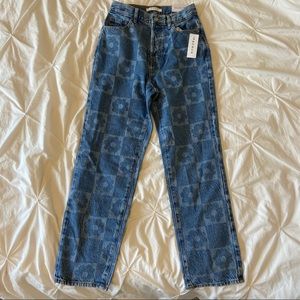 Pacsun checkered flower print jeans NWT